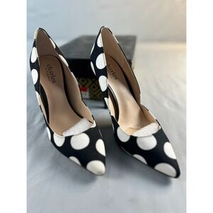 Charles by Charles David Women Heels Size 6 Black White Polka Dot D'Orsay Chic